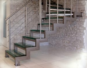 Стеклянная лестница из нержавеющей стали,лестница из стекла нержавейка